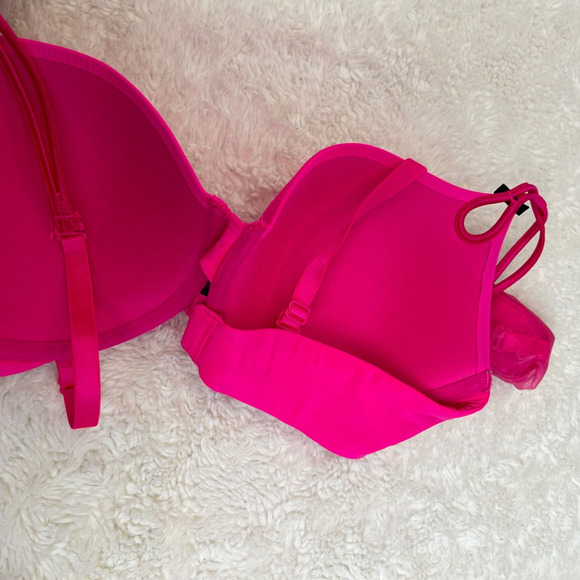 Victoria Secret Womens Push Up 5 Way Bra Hot Pink Size 36 D NWOT *Slight Stain* - Picture 5 of 6